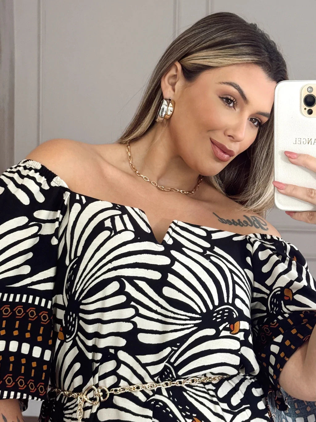 Vestido Decote V Estampa Étnica - Imagem 4